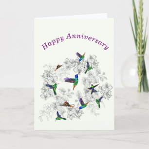 Bonne carte Anniversaire Printemps Oiseaux Volant