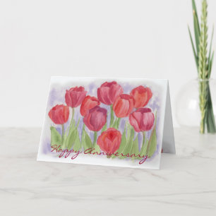 Bonne carte Anniversaire Tulipes rouges