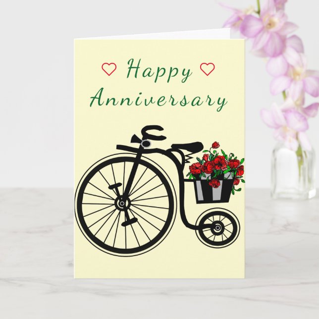 Bonne carte Anniversaire Vélo Fleurs romantiques (Orchidée)