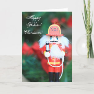 Bonne carte Belated Christmas Fireman Nutcracker