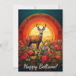 Bonne carte Beltane Deer & Hare