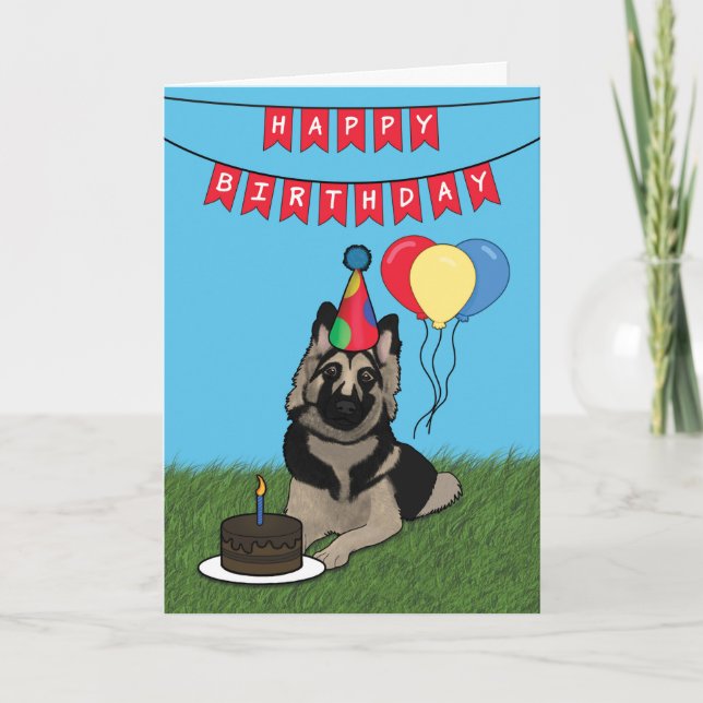 Bonne carte berger allemande anniversaire (Devant)