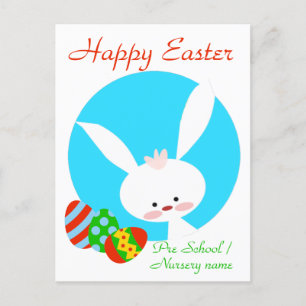 Bonne Carte Bleue Bunny de Pâques