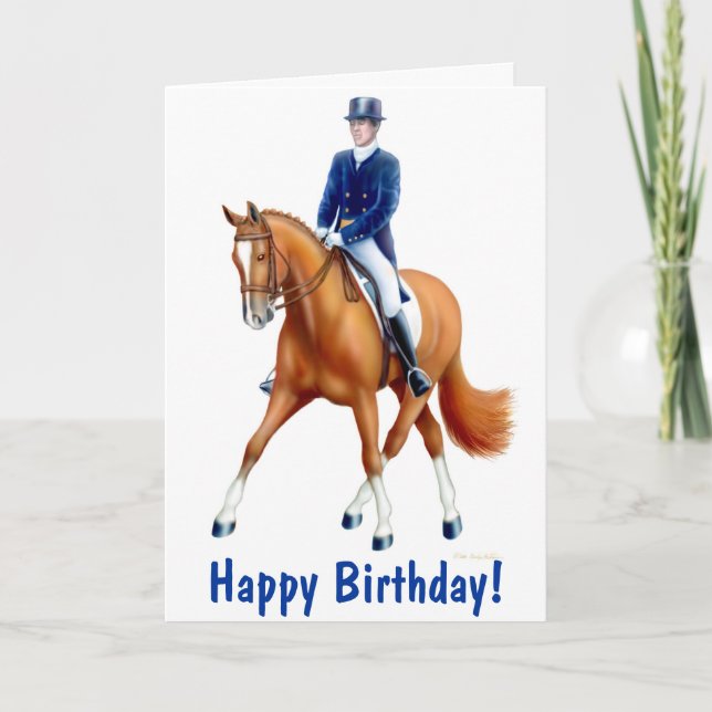 Bonne carte Cheval Anniversaire Dressage (Devant)