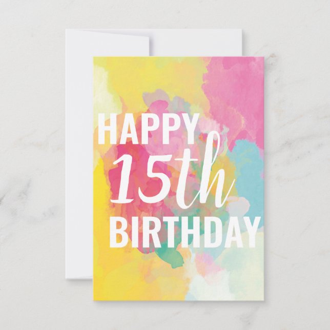 Bonne carte d'anniversaire 15e ("Watercolor Gradie (Devant)