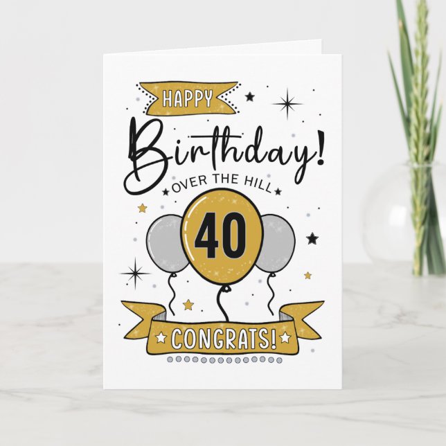 Bonne carte d'anniversaire 40e en or (Devant)