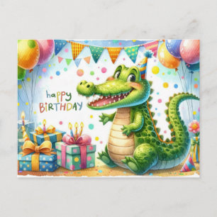 Bonne carte d'anniversaire Alligator Party