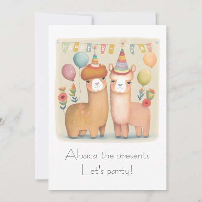 Bonne carte d'anniversaire Alpacas (Devant)