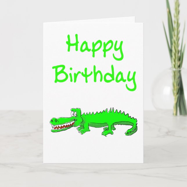 Bonne carte d'anniversaire avec crocodile de dessi (Devant)
