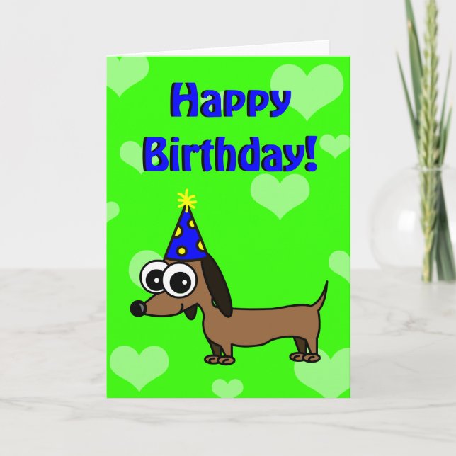 Bonne carte d'anniversaire avec Dachshund de dessi (Devant)