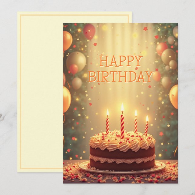 Bonne carte d'anniversaire avec gâteau v0.2 (Devant / Derrière)