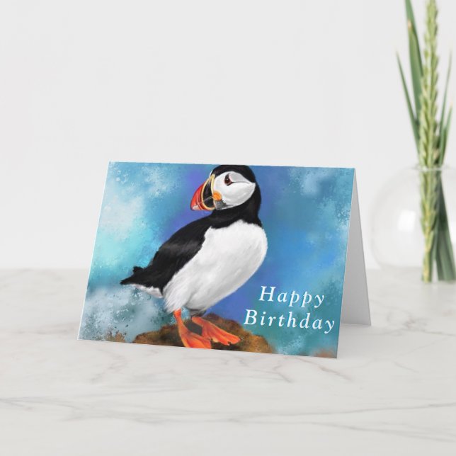 Bonne carte d'anniversaire avec Puffin Bird (Devant)