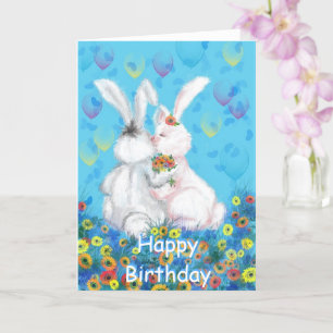 Bonne carte d'anniversaire avec un mignon lapin co