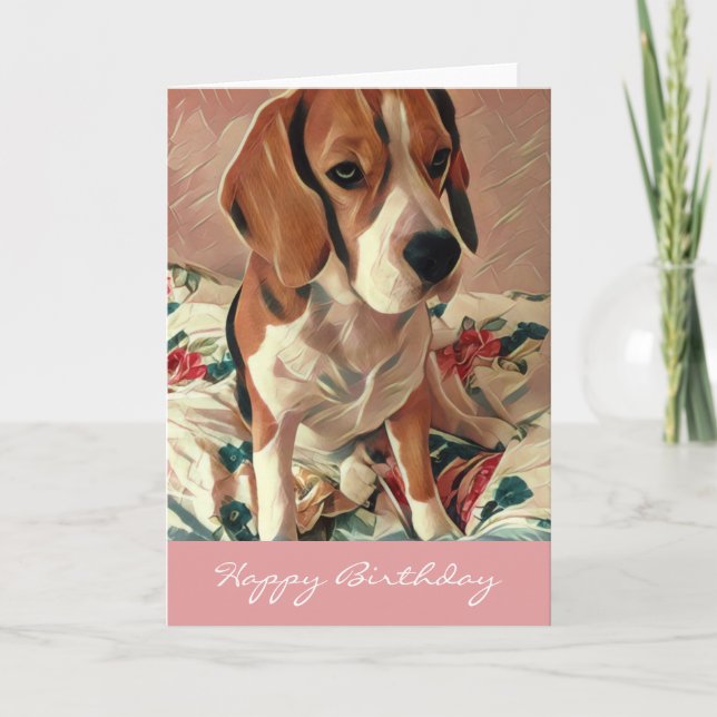 Bonne carte d'anniversaire Beagle chien d'annivers (Devant)