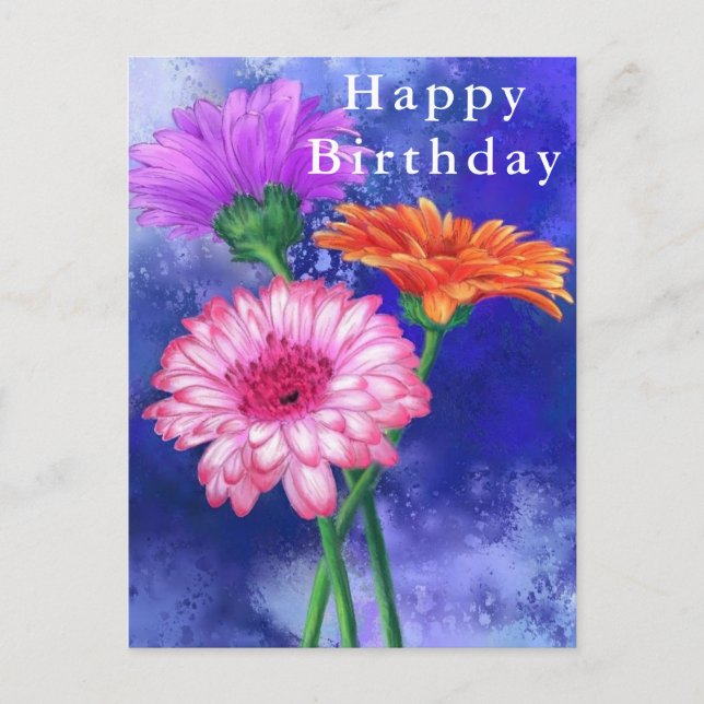 Bonne carte d'anniversaire belle couleur Gerberas (Devant)
