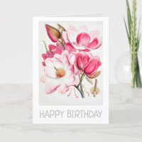 BONNE CARTE D'ANNIVERSAIRE BOTANIQUE "MAGNOLIA"