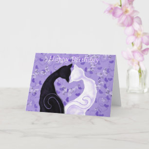 Bonne carte d'anniversaire Chats Couple Love Heart
