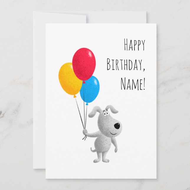 Bonne carte d'anniversaire Chien Chien Chiot Puppy (Devant)