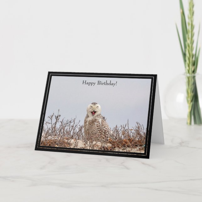 Bonne carte d'anniversaire Chouette de neige (Devant)