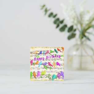 Bonne carte d'anniversaire Colorful Musical Birds 