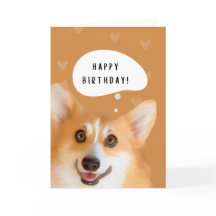 Bonne carte d'anniversaire Corgi (or)