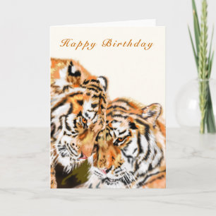 Bonne carte d'anniversaire Couple Tigers Hug