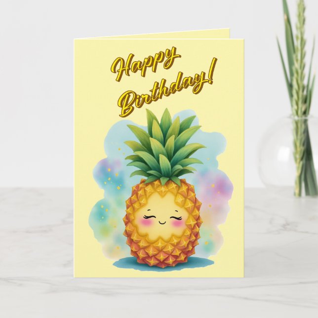 Bonne carte d'anniversaire d'ananas (Devant)