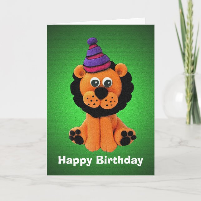 Bonne carte d'anniversaire de lion (Devant)