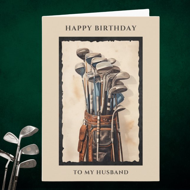 Bonne carte d'anniversaire de maris de golf sac d' (Créateur téléchargé)