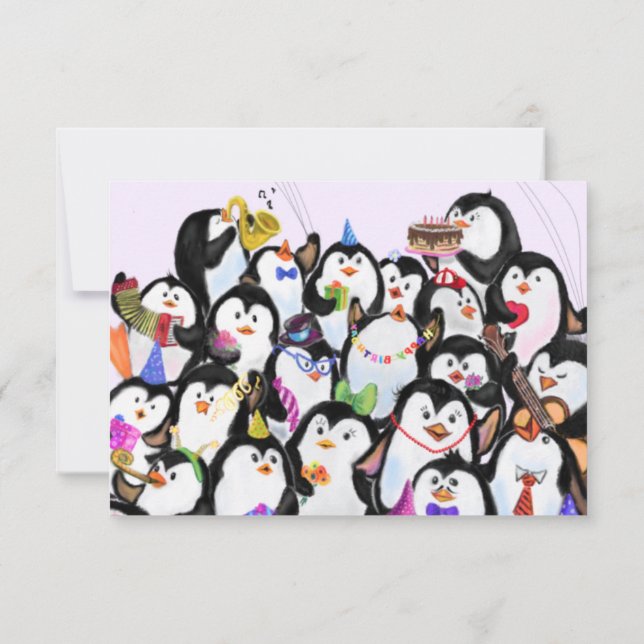 Bonne carte d'anniversaire de pingouin (Dos)