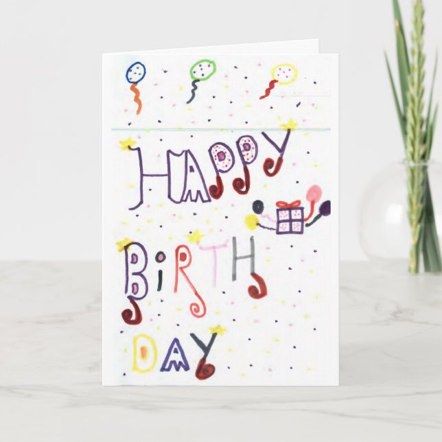 Bonne carte d'anniversaire - Dessin artisanal pour (Devant)
