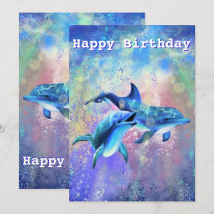 Bonne carte d'anniversaire Dolphin - Personnalisab