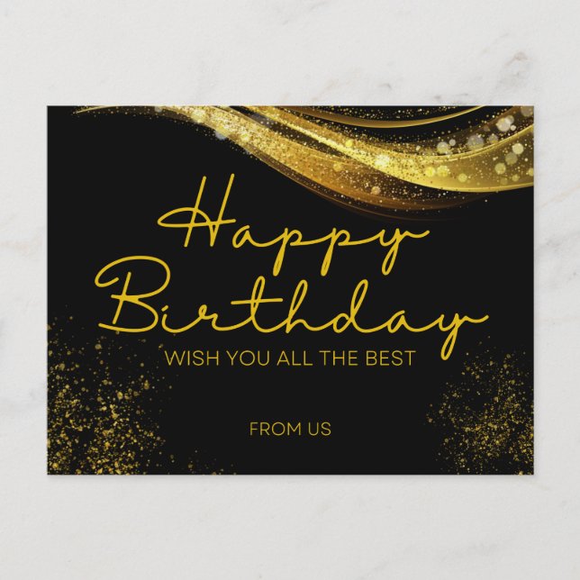 Bonne carte d'anniversaire en or et noir (Devant)