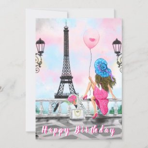 Bonne carte d'anniversaire Femme avec ballon à Par