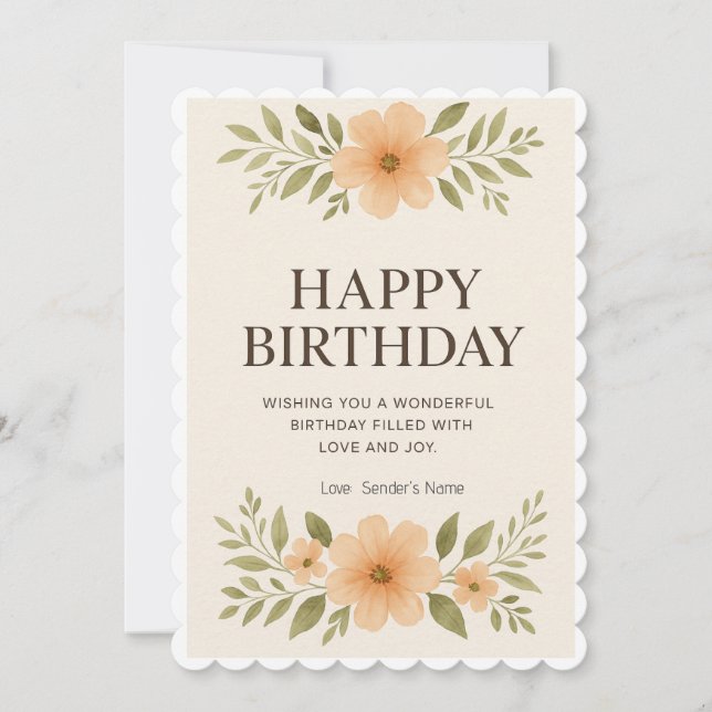 Bonne carte d'anniversaire florale personnalisée (Devant)