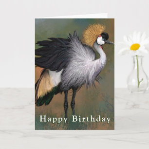 Bonne carte d'anniversaire Gris Gris Grue Crowned