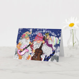 Bonne carte d'anniversaire Happy Gnomes Music Band