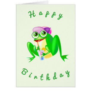Bonne carte d'anniversaire Happy Party Frog - Fun