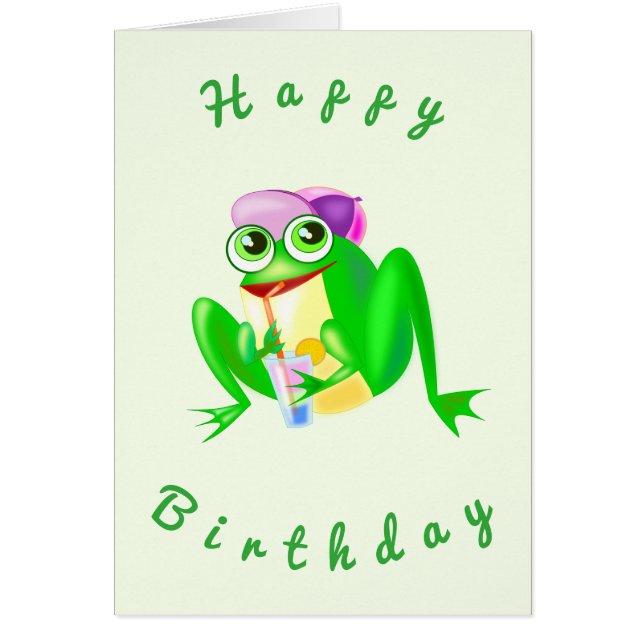 Bonne carte d'anniversaire Happy Party Frog - Fun (Devant)