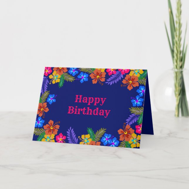 Bonne carte d'anniversaire Hawaiian Hibiscus Flowe (Devant)