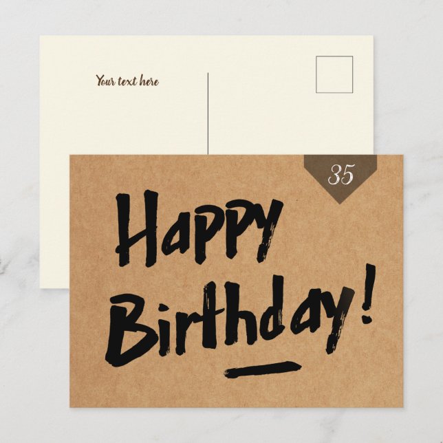 Bonne carte d'anniversaire - Hommes - papier kraft (Devant / Derrière)