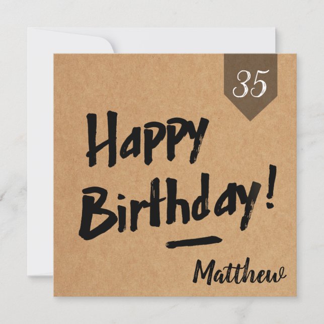 Bonne carte d'anniversaire - Hommes - papier kraft (Devant)