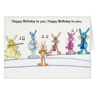 Bonne carte d'anniversaire lapins musicaux
