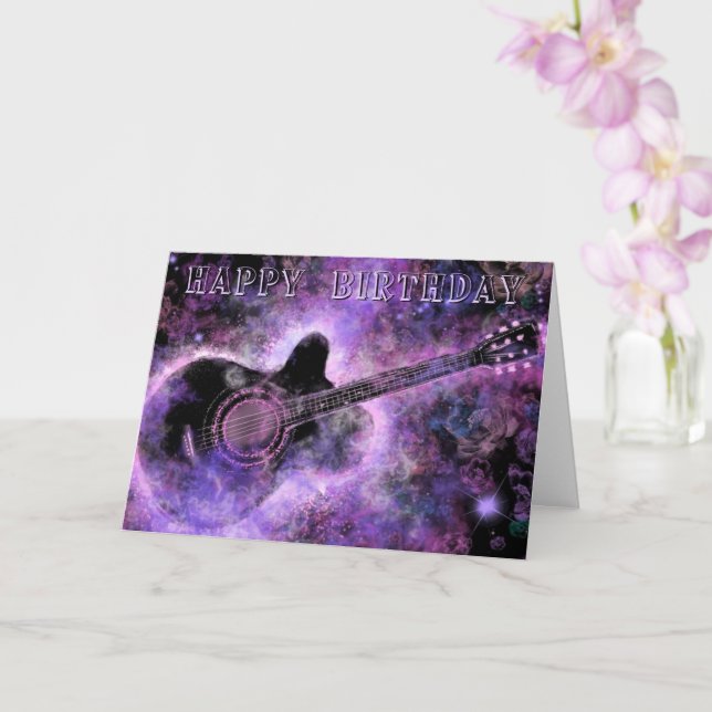Bonne carte d'anniversaire musique guitare (Orchidée)