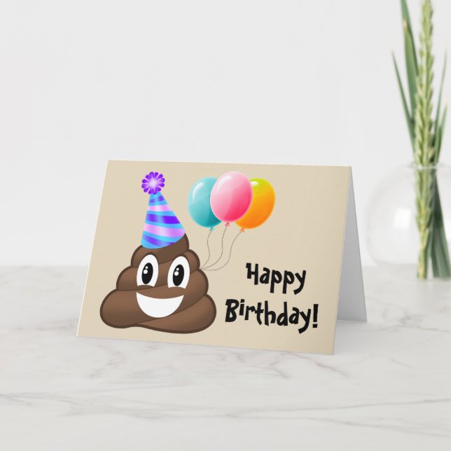 Bonne carte d'anniversaire : Party Poop Emoji (Devant)