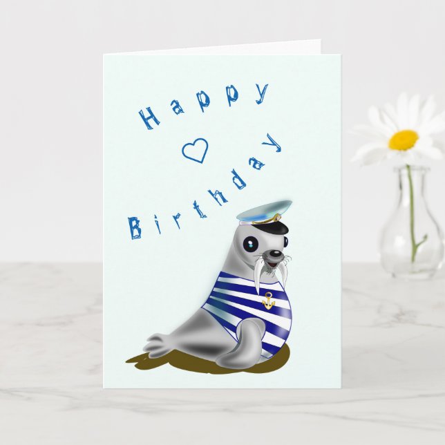 Bonne carte d'anniversaire Petit phoque marin (Petite plante)