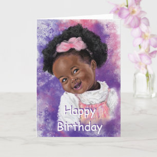 Bonne Carte d'Anniversaire Petite fille avec ruban