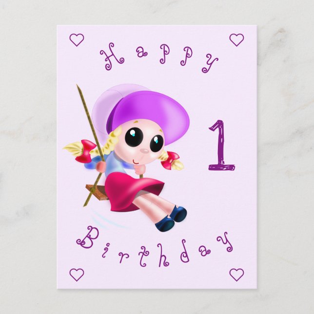 Bonne carte d'anniversaire Petite fille qui change (Devant)