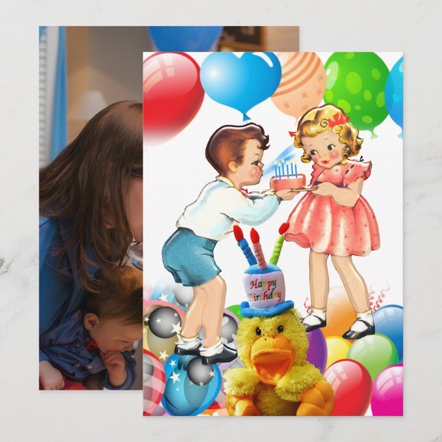 Bonne carte d'anniversaire pour les enfants (Devant / Derrière)