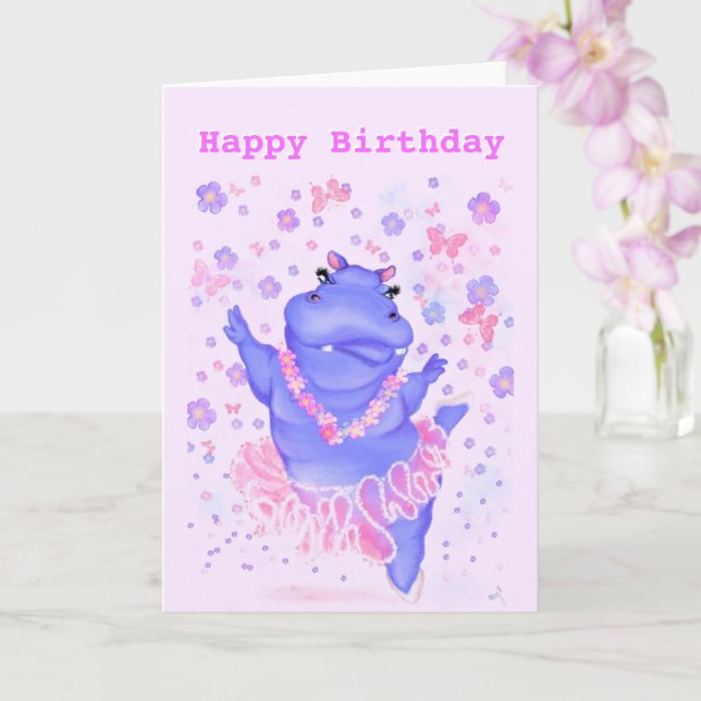 Bonne carte d'anniversaire Prima Ballerina Hippo C (Orchidée)